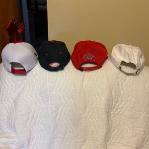 Four Baseball Caps - White, Black, Red, Ivory